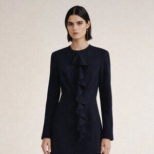 ZARA BASIC Longline Tailored Blazer Navy XS